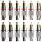 ECSiNG 12PCS RCA Connettore Maschio RCA Maschio Plug Vite Audio Video Placcato Oro Connettore Terminale Adattatore senza saldatura RCA Spina Nero Rosso