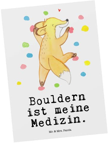 Mr. & Mrs. Panda Postkarte Fuchs Bouldern - Geschenk, Kletterhalle, Boulderhalle, Postkarten, Ansichtskarte, Klettern, Ansichtskarten, bildkarte, Grußkarte