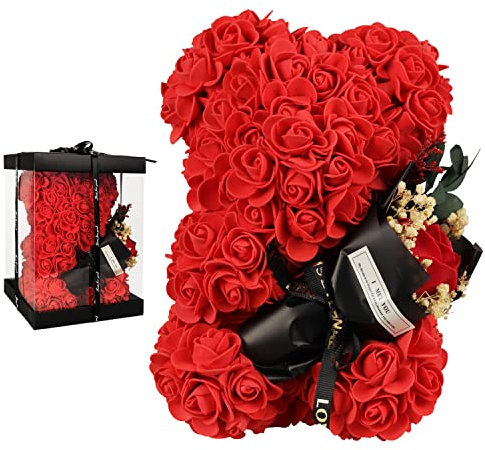 Valentines Day Gifts, Rose Bear, Valentines day Gifts for her, Rose Teddy Bear, Rose Forever Teddy Bear, Gift for Women, Mothers Day, Wedding and Anniversary, Birthday Present, Rose Bear Necklace