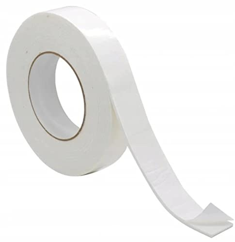 Wooden World Nastro biadesivo schiuma EVA bianca - spessore 1 mm colla acrilica 19 mm 50 m - separatore bianco