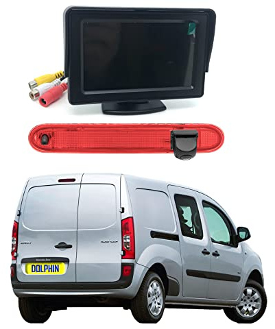 Dolphin Automotive Bremslicht-Rückfahrkamera für Mercedes Citan 2012–2021 (Kamera mit 4,3 Zoll Armaturenbrett-Monitor)