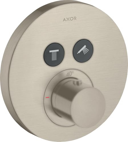 hansgrohe AXOR Starck ShowerSelect round Thermostat Unterputz für 2 Verbraucher, 36723820, Farbe: Brushed Nickel