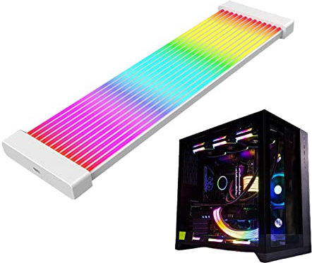 Yatlouba RGB PSU Cables Power Supply PSU Sleeved Extension Cable Lian Li Strimer Plus V2 Cable Extension Pc 24 Pin/3x8-pin ATX Motherboard GPU Super Bright Computer Accessories For Computer Game Case