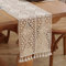 meioro Gehäkelte Tischläufer, 30x180cm Spitze Boho Tischwäsche Klassische Beige Hochzeit Tischdecke Vintage Tassel Tischdeko für Küche Essen Urlaub Party Dekoration Tablerunner