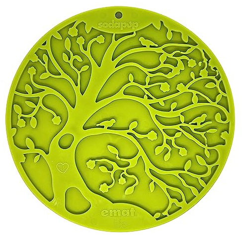SodaPup Tree of Life eMat – Durable Enrichment Feeder with Suction Cups Made in USA from Non-Toxic, Pet-Safe, Food Safe Rubber for Mental Stimulation, Avoiding Overfeeding, Calming, & More