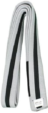 Playwell Martial Arts Kinder BJJ Ju, Jiu Jitsu-Gürtel mit schwarzen Streifen, 280 cm, Grau