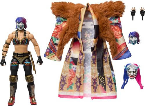 Mattel WWE Ultimate Edition Actionfigur & Zubehör, 15,2 cm Asuka Sammelset, austauschbare Köpfe und Hände, Eingangsausrüstung & 30 Gelenkpunkte, HWP53
