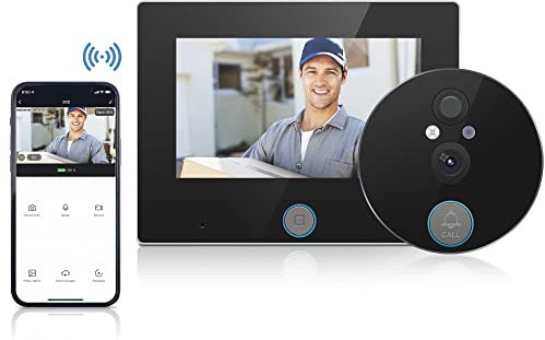 Jeatone Spioncino Digitale,Video Spioncino con Monitor 4,3 Pollici su Batteria 5000mAh,Videocitofono telecamera Visione Notturna,Rilevamento Movimento PIR, Audio Bidirezionale,130 °Grande Angolo