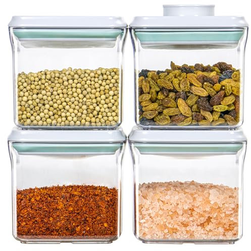 Uamector Vorratsdosen mit Deckel Luftdich, One Hnaded Operated Vorratsbehälter Set, BPA-FREI Luftdicht Stapelbar Containers für trockene Müsli, Speisekammer, Müsli, Snack, Zucker, Kaffee (4*0.5Liters)