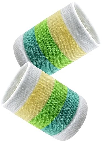 Schweißbänder 2 Stück Sport Wristbands Schweißband Handgelenk Fitness Schweißband Arm Absorbierende Schweißbänder Handgelenk für Herren Damen Fußball Basketball Fitnessstudio (Farbverlauf Grün)
