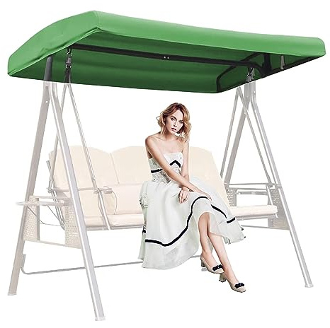DFANCE Replacement Canopy for Swing Seat 2 3 Seater Hammock Cover Top Garden Outdoor,Sunscreen Patio Swing Canopy Cover Waterproof Swing Top Cover,Green,190T:213 * 122 * 18/23cm