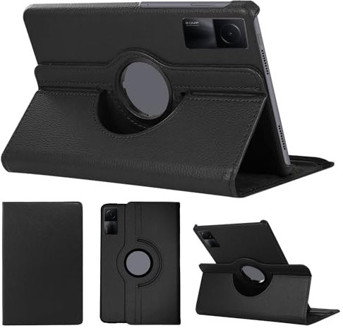 SWEIMEN Case - Compatible with Xiaomi Redmi Pad SE 11 Inch, PU Leather Tablet Case with 360° Rotatable Stand for Watching Videos, Reading, Typing or Writing