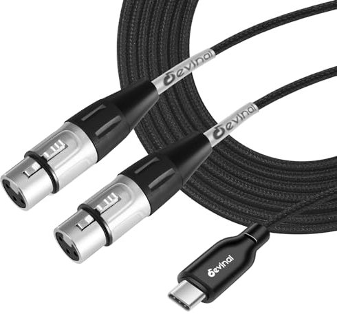Devinal Female XLR to USB C Recording Cable, Dual Unbalance XLR Female to USB Type C Microphone Input Cable Compatible with Sumsung Google Huawei Xiaomi Smartphone or MacBook, etc 10 FT