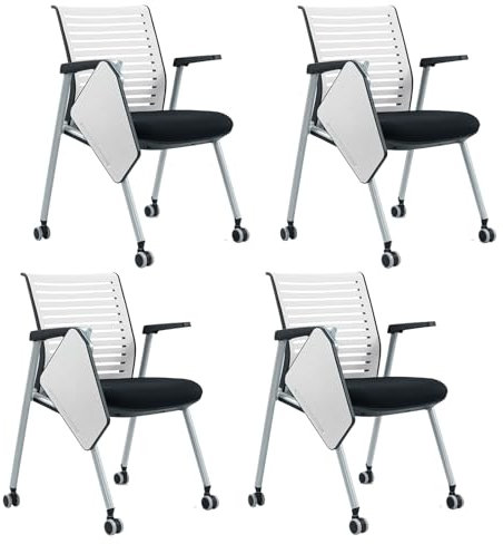 GHBXJX Bürosessel 4er Set, Bürostühle mit Rollen und Tischplatte, Klappstuhl Gepolstert Schreibtischstuhl, Ergonomic Office Chair, Konferenzstuhl, Besucherstuhl, Bürostuhl 150 kg Belastbarkeit