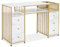 M MCombo Schreibtisch mit 6 Schubladen, Nageltisch, Manikürtisch, Schminktisch ohne Spiegel Modern, Computertisch mit Ablagen Wohnzimmer, 46x125x81cm, 2425 (Weiß-Gold)