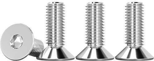 Drenky 25 Pièces M6 X 16mm Vis à Tête Fraisée, Six Pans Creux en Acier Inoxydable A2 V2A - Tête Abaissée Norme DIN 7991 / ISO 10642 Hexagonales Argent