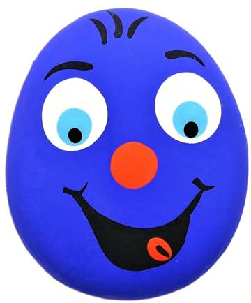 Andys Steinwelt Schmunzelstein in 9 erhältlich, Preis IST JE STÜCK UND Farbe, Glückssteine, Glücksbringer, bemalte Steine, Schulstart (Blau)