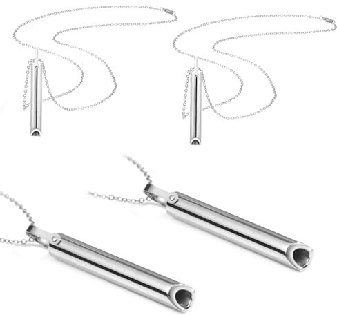 TZQFROCE 2 Stück Rauchentwöhnung Halskette Gegen Angs Meditations Atemhalskette Halskette Edelstahl Achtsame Atmungskette Rauchen für Entspannung Beruhigung Stressabbau Rauchentwöhnung - Silber