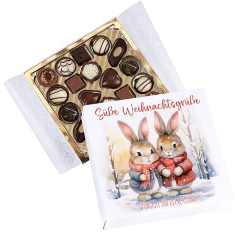 Herz & Heim® Lindt Pralinés zu Weihnachten Winterhasen mit Wunschtext