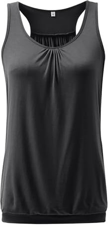 WANGZHI Damen Tank Top Ärmellose Sommer Tops Rundhals Oberteile,Grey,S