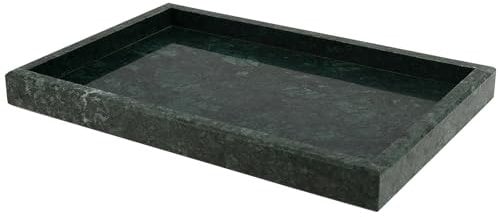 DAKFOOK Green Natural Marble Stone Tray, 30 x 20cm Rectangle Bathroom Tray, Decorative Vanity Organiser Dish for Coffee Table, Kitchen Counter
