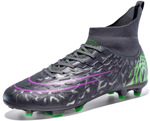 WETIKE Herren Fußballschuhe Jungen Fussballschuhe Professionelles Training Sneaker Rasen Outdoor Indoor Sport Athletic.G Schwarz Grün,38 EU