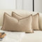 Mandioo 2er Set Dekorativer Kissenbezug Woven Textured Sofakissen Dekokissen Kissenbezüge Super Soft Premium Simple Design Wurfkissenbezug Schlafzimmer Wohnzimmer Kamel 30x50cm