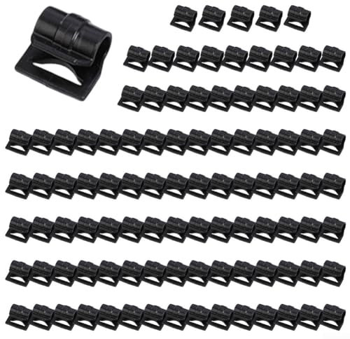 ZYWUOY 100pcs Camping Tent Hooks, Caravan Awning Tent Pole Plastic Inner C-Clips Hanger(16mm)