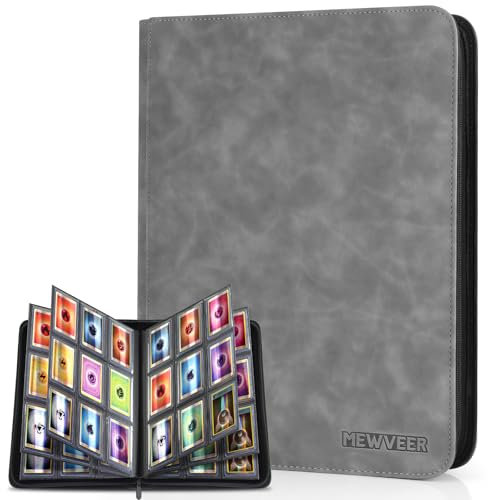 MewVeer Classeur Carte, Album pour Cartes à Collectionner Capacité de 252 Top Loaders 9 Poches, Classeur Rangement Top Loader pour Cartes YGO/MTG/TCG, Gris (NON ADAPTÉ AUX CARTES SANS TOP LOADER)
