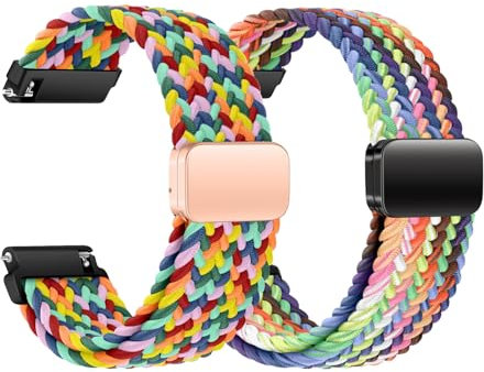 KUBFDL Nylon Uhrenarmband 20mm 22mm Elastisch Armband mit Magnetisch Verschluss für Damen Herren Schnellverschluss Smartwatches Ersatzarmband Verstellbares Atmungsaktive Sport Uhrenarmbänder