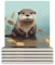 Untersetzer-Set, niedliche Otter-Untersetzer für Couchtisch, saugfähige Keramik-Untersetzer mit Korkboden, quadratische Untersetzer, rutschfest, 9,4 x 9,4 x 0,8 cm, 6 Stück