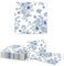 GlamRays Lot de 25 serviettes de table - Motif fleurs bleues - Décoration avec fleurs bleues et blanches - Pour mariage, fête de mariage, anniversaire (33 x 33 cm)