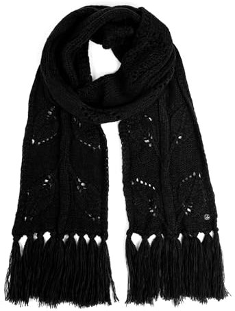 HEYO Damen Schal für Winter, Kuschelig, Warm, Winterschal mit Fransen HSD01 (Schwarz)