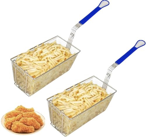 Gas Shark Cestino professionale da cucina | Confezione da 2 | Cestello per friggitrice | Grado commerciale | 33,7 x 16,5 x 15 cm | Perfetto per uso ristorante