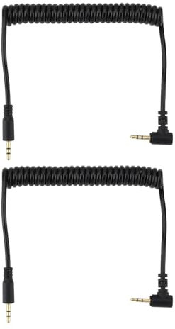 Be In Your Mind 2pcs 2.5mm TRS Audio Aux Cable 3-Pole Stereo Audio Extension Cable for Camcorder Camera Camcorder Remote Headphones 90cm (Male to Male Elbow)