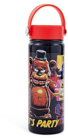 Silver Buffalo Five Nights at Freddy's Special Delivery Let’s Party Grid 20oz Stainless Steel Water Bottle with Swivel Handle