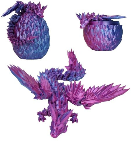 Beweglicher Geflügelter Drache und Sein Ei – 3D-gedruckte Dekoration – Fantastisches Universum Fidget Toy Geschenkidee Einzigartige Dekoration für Zuhause Schlafzimmer Wohnzimmer Kinder Flügel Figur