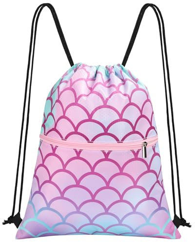HAGOT Rucksack mit Kordelzug für Kinder, Sport Turnbeutel, Gymnastik Rucksack, Wasserdicht Strand Schwimmen Schule Reisen Sackpack, Rosa