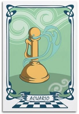 XFPMXC Schach-Zodiac-Poster, Wassermann, dekoratives Gemälde, Leinwand, Wandkunstwerke, Bild, 60 x 90 cm