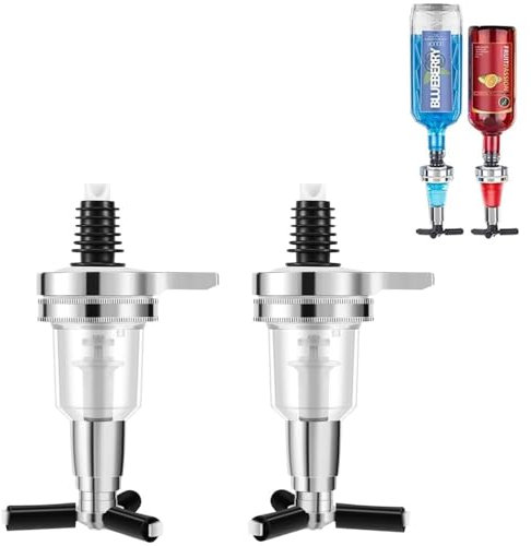 CUEMOON 2 Stück 45ml/1.5oz Schnapsspender Doppelkopf Dispenser Flaschenhalter, Getränkespender mit Zapfhahn Drink Dispenser,Bar Butler Ausgießer Spirituosen Dosierer für Flaschen,Spirituosen