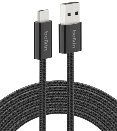 Belkin USB A to USB C Cable, 10 Feet 15W - Type C Charger, iPhone Charger Cord, Soft Braided Flexible for iPhone 17 & 16, Galaxy S25, Pixel 10, iPad Pro, Airpods Pro, Switch and More