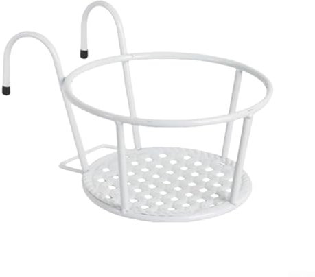 Lot de 4 supports de pots de fleurs à suspendre, en métal blanc, grands pots de fleurs de balcon, pour balustrade, jardin, décoration d'intérieur
