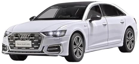 Miniatur Motorfahrzeug-Modelle 1 18 Für Audi A6 Legierung Modell Pull Back Diecast Fahrzeug Mit Licht Und Sound Fertigmodell(White)