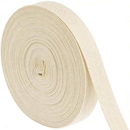 Baumwollband, 50 m x 20 mm, Fischgrätenband, Schrägband, natürliche Baumwolle, Gurtband, Baumwollband, Wimpelkette zum Nähen, Schneidern, Änderungen, DIY, Handwerk, Kurzwaren (Beige, 50 m)
