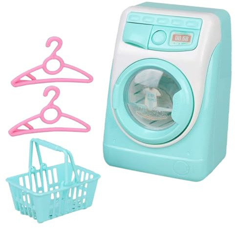 WEKAMOS Miniature Washing Machine Toy and Laundry Machine Model for Toddlers, Realistic Home Appliance Playset Automatic Brush Cleaning, Educational Recognition Toy for Children