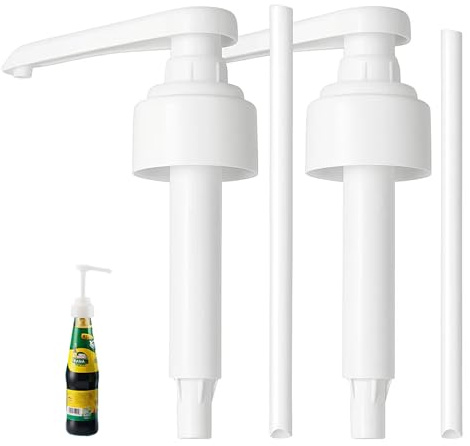 Monin Pumpe 1L, 2 Stück Weiße Dosierpumpe 1l Sirup, Kompatibel mit Monin Flaschen, Präzise 10ml Dosierung pro Pumpvorgang, Seifenspender Pumpkopf für 700ml und 1000ml Flaschen Wiederverwendbar