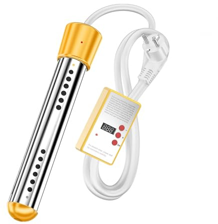Chauffe-Eau a Immersion 3000W, Chauffe-Piscine avec Minuterie d'arrêt Automatique, Thermoplongeur Electrique Portable en Acier Inoxydable pour Piscine, Seau, Baignoire