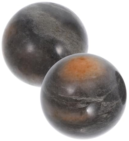 ROMISBABA 2 pièces Boules Baoding Jade Lot de Boules de Chinoises pour Exercices Main et Doigts Polie Naturelle pour Fitness et Relaxation Adaptées Aux Seniors Livrées