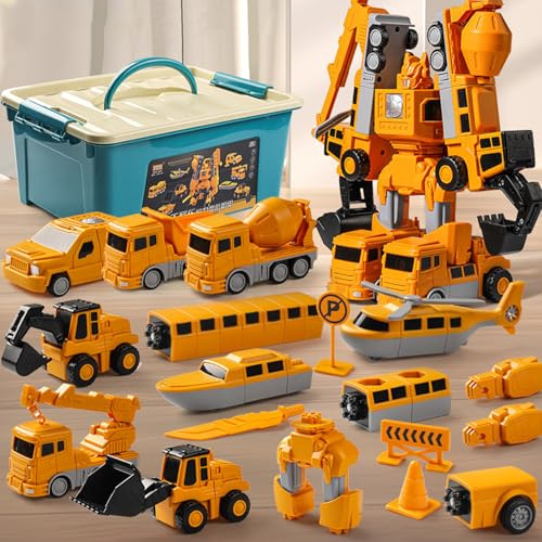 Magnetic Robo Car Set, 35PCS Magnetic Building Blocks Kit for Kids, Educational Construction Toy for Boys and Girls, Creative Magnet Robot Cars with Storage Case
