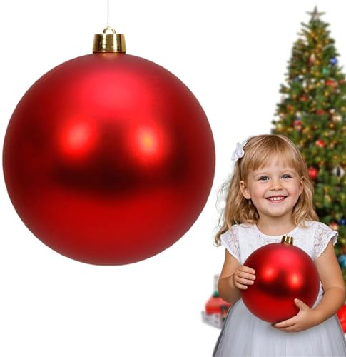 25CM1 Große Weihnachtskugeln Weihnachtsdeko, Kunststoff Christbaumkugeln Rot Christmas Decorations mit Aufhänger, Weihnachtsdeko Langlebig & Wiederverwendbar für Weihnachtsbaum Indoor Outdoor